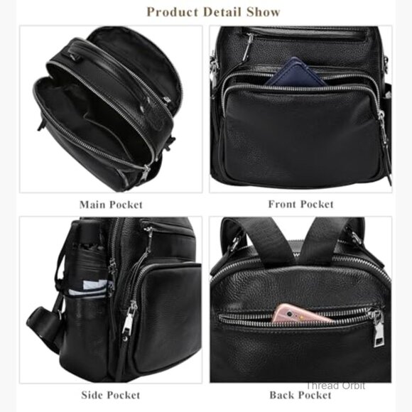 Genuine Leather Convertible Backpack Purse 4-in-1 Shoulder Bag Small
